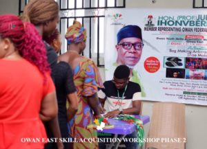 Participants registering for program